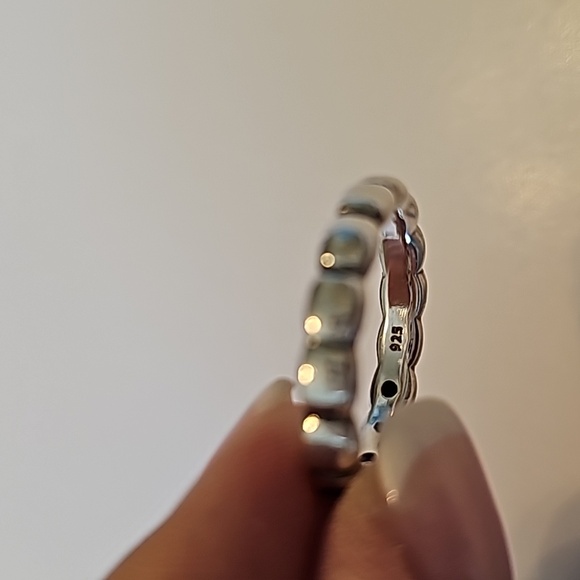 Retired Pandora Black Crystal Stackable Ring Sz 8 1/2 - Picture 3 of 4